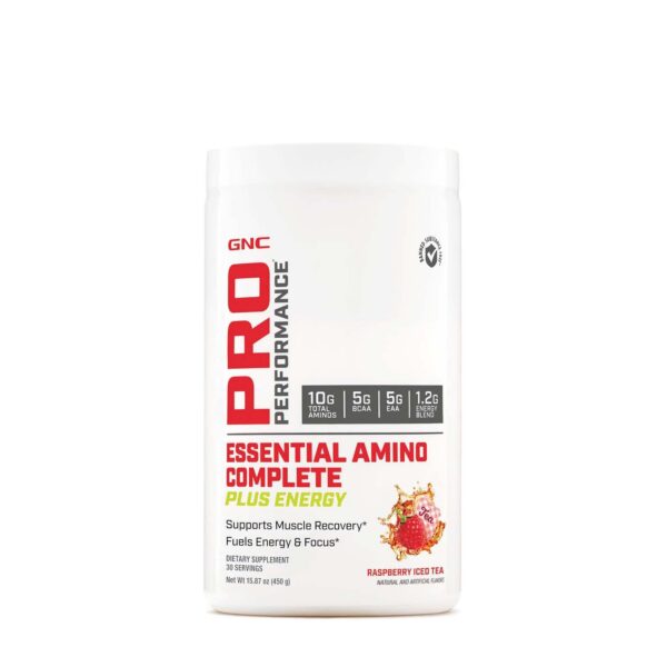 Frasco GNC Pro Performance Essential Amino Complete Plus Energy frambuesa