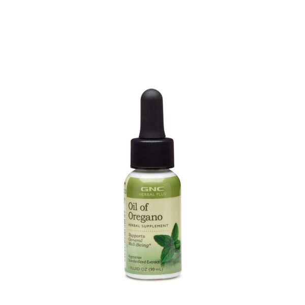 Version 1.0.0 GNC Herbal Plus aceite de orégano botella frontal 30 ml