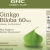 Suplemento GNC Herbal Plus Ginkgo Biloba caja y botella