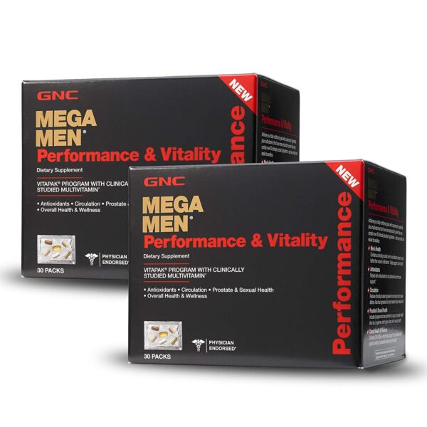 Version 1.0.0 Frente de la caja GNC Mega Men Performance Vitality