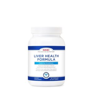 Botella GNC con cápsulas y etiqueta