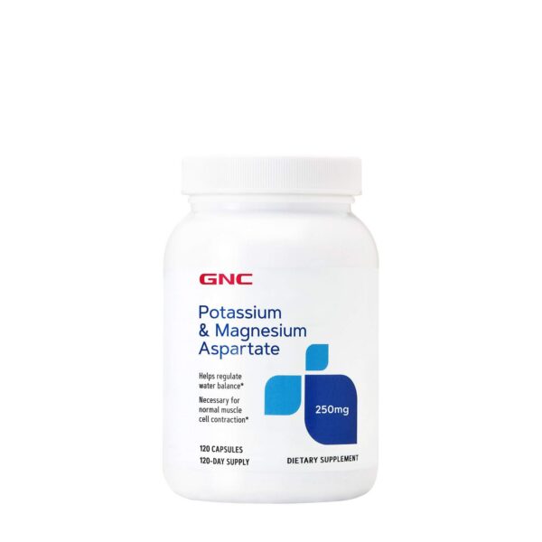 Frente de GNC Potasio Magnesio Aspartato 250 mg cápsulas