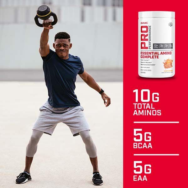Etiqueta trasera de GNC Pro Performance Amino Complete Tangy Orange