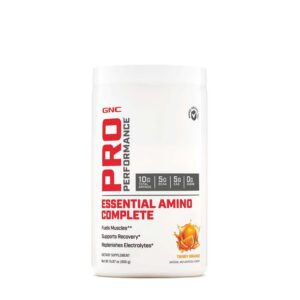Etiqueta frontal de GNC Pro Performance Amino Complete Tangy Orange