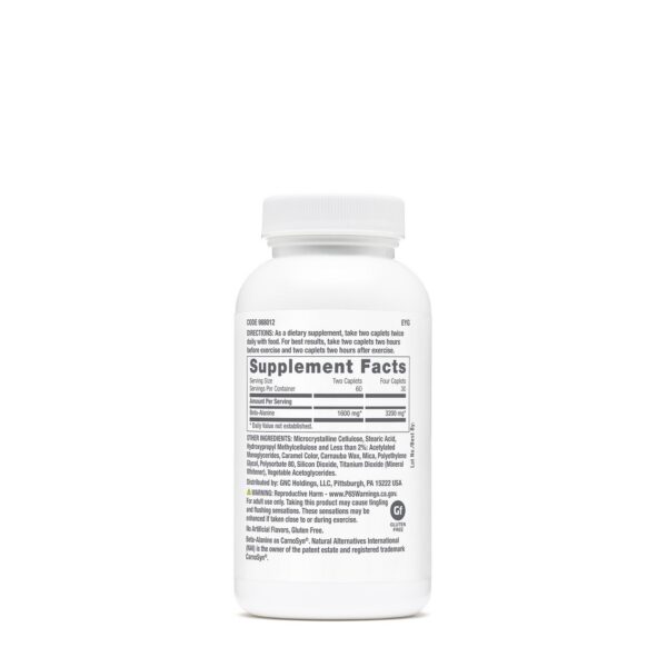 Etiqueta del envase de GNC Beta-Alanine