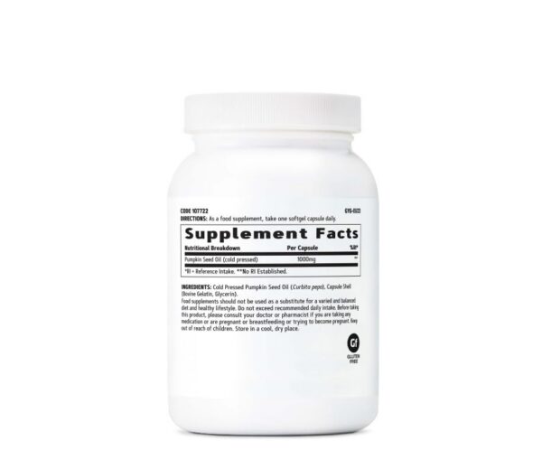 Etiqueta frontal del suplemento de semillas de calabaza de GNC