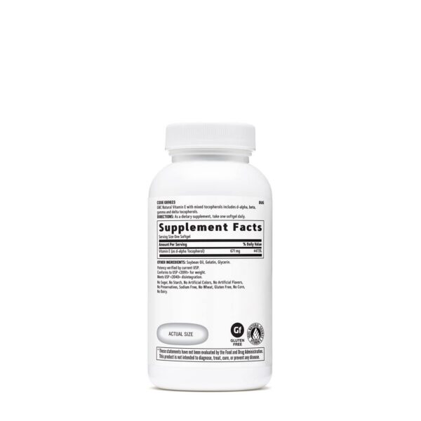Etiqueta de GNC Vitamin E 1000IU