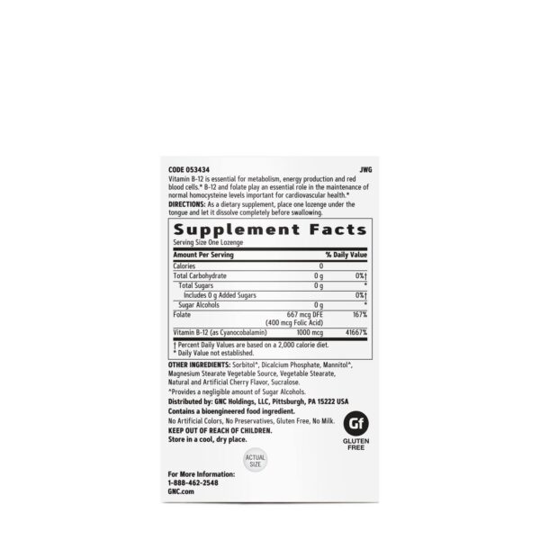 Frente del envase Vitamina B-12 GNC