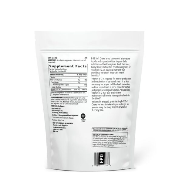 GNC vitamina B12 para metabolismo y energía 60 porciones