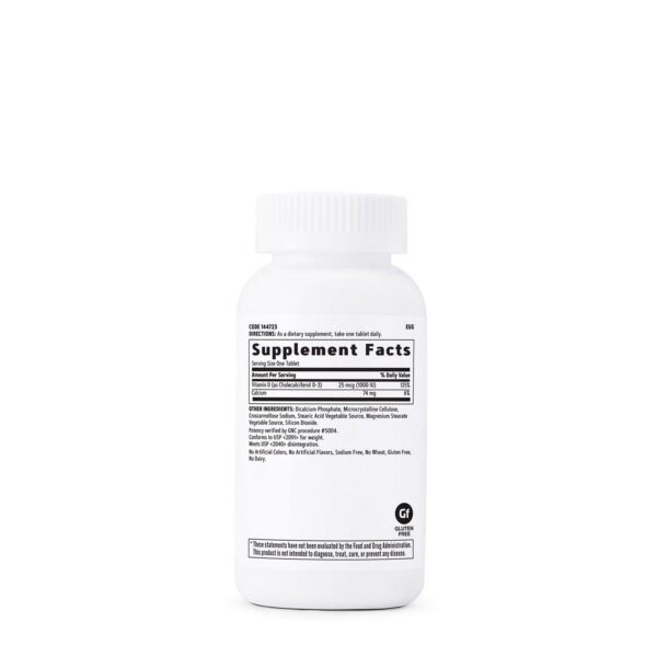 GNC Vitamina D-3 25 mcg etiqueta lateral