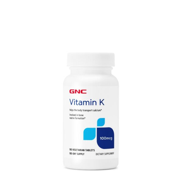 Frente de GNC Vitamina K 100 mcg en tabletas
