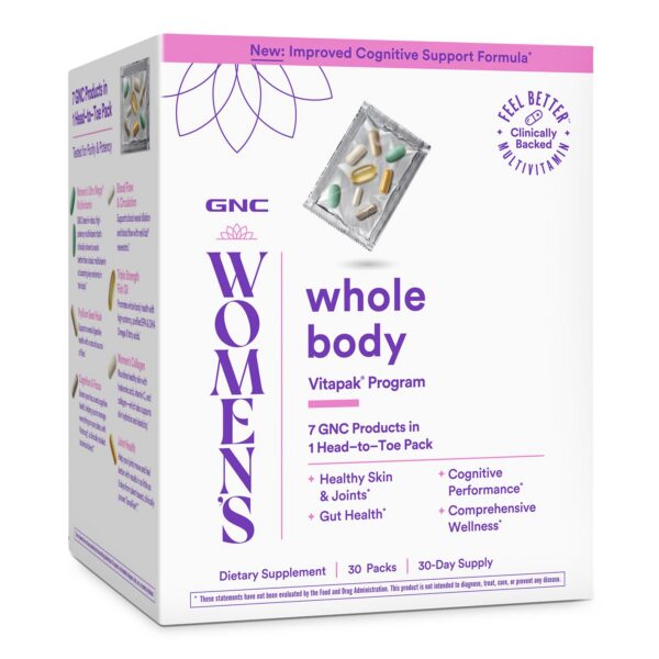Frente del paquete Vitapak Whole Body de GNC para mujeres