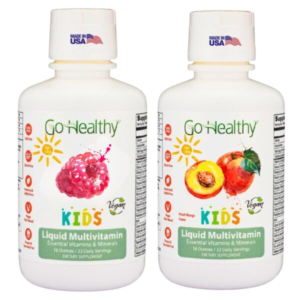 Version 1.0.0 Botellas Go Healthy multivitamínico líquido para niños frambuesa