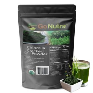 Frasco de polvo de chlorella Go Nutra verde natural superalimento