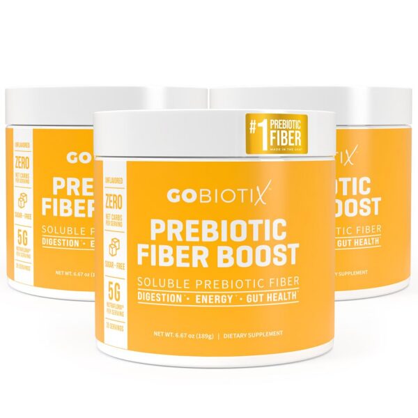 GOBIOTIX polvo fibra prebiótica para salud digestiva paquete de 3