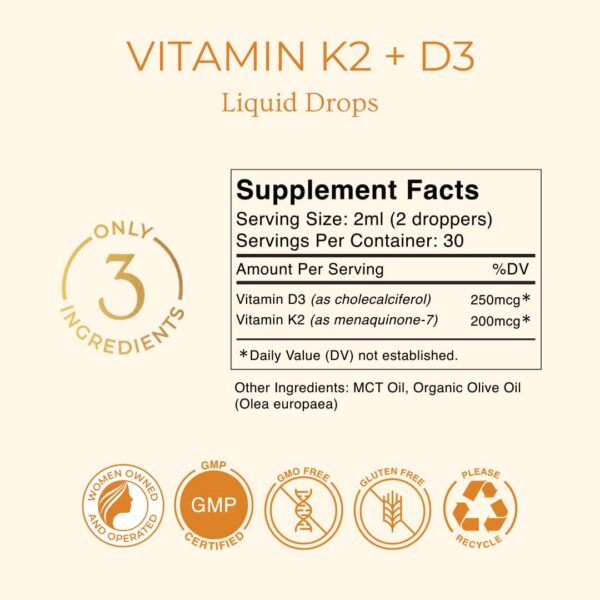 GoldN suplemento vitamina d3 y k2 gotas líquidas de alta potencia