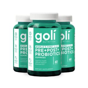 Frasco de gomitas suplementarias Goli Pre+Post+Probióticos 180 cuentas