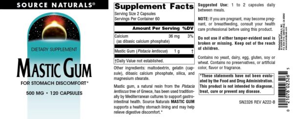 Goma mastíc resina natural complemento digestivo 120 cápsulas