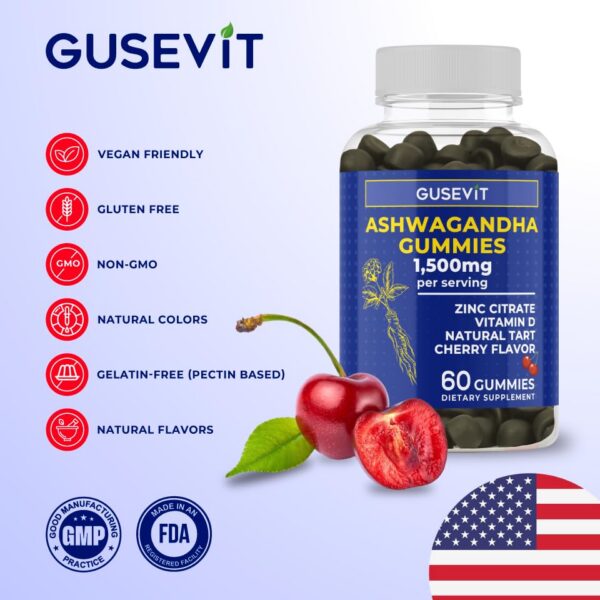Gomas Ashwagandha 1500mg GUSEVIT detalle cucharada de gomitas