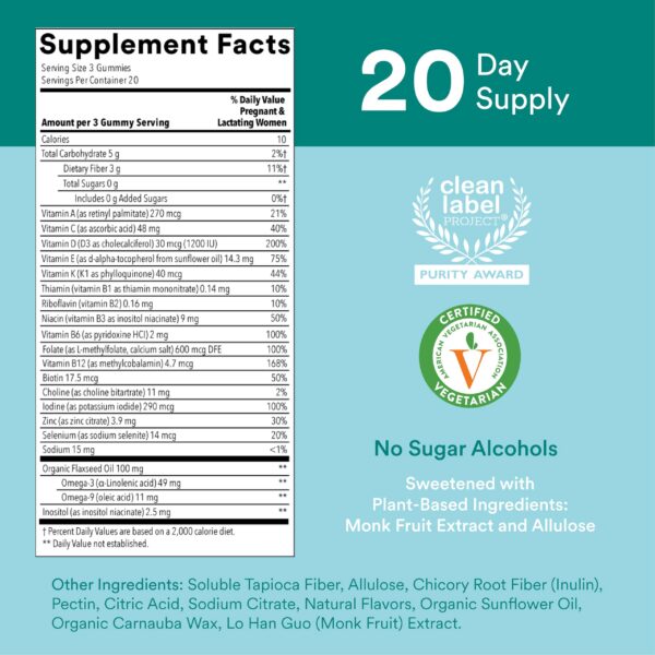 Gomas prenatales SmartyPants con metilfolato y vitaminas