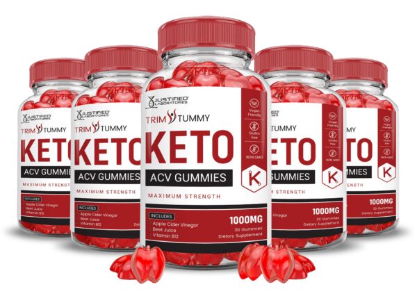 Gomas Trim Tummy Keto ACV paquete 5 botellas saludables keto