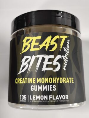 Botella de gominolas de creatina monohidrato sabor limón BEAST BITES