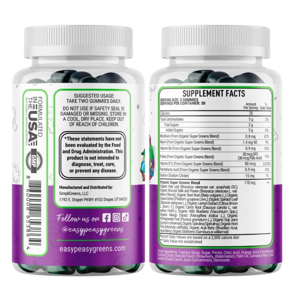 Gominolas EasyPeasyGreens suplemento vegano para niños
