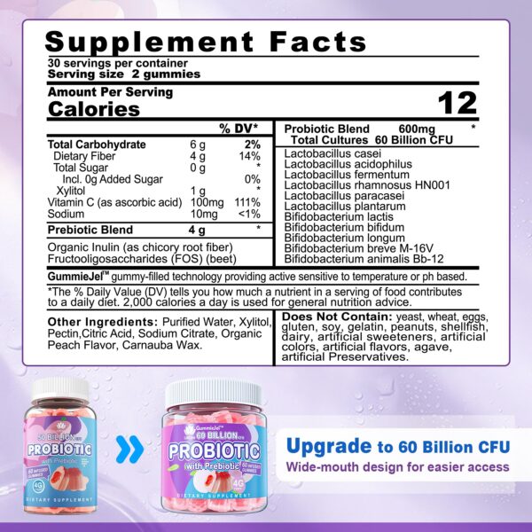 Version 1.0.0 Gomitas digestivas 11 cepas prebióticos fibra para mujeres hombres