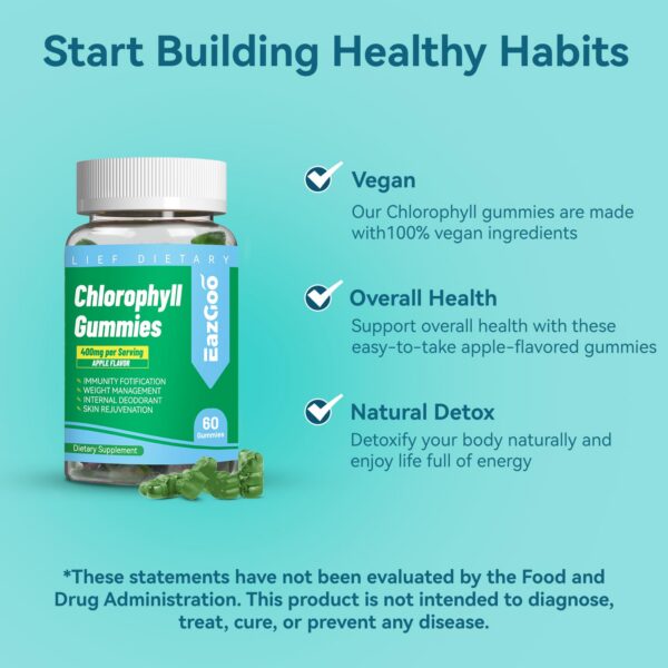 Version 1.0.0 Gomita individual clorofila sin azúcar y libre de alérgenos