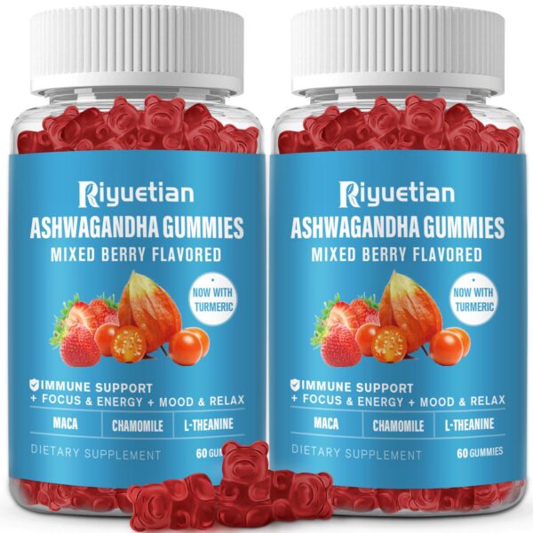 Gomitas de Ashwagandha naturales sabor fresa Riyuetian 120 unidades