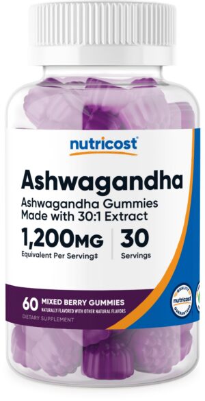 Gomitas ashwagandha Nutricost sabor mezcla de bayas