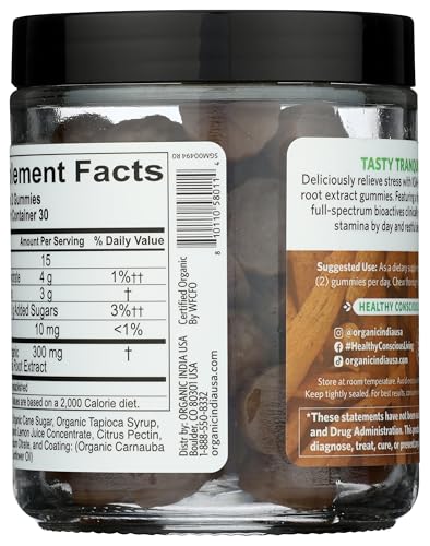 Version 1.0.0 Etiqueta frontal gomitas Ashwagandha Organic India