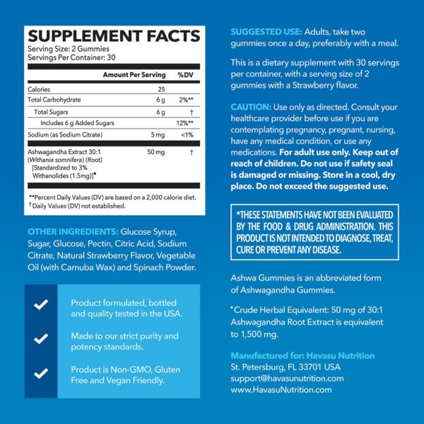 Gomitas Ashwagandha veganas sin OGM para calma y equilibrio emocional