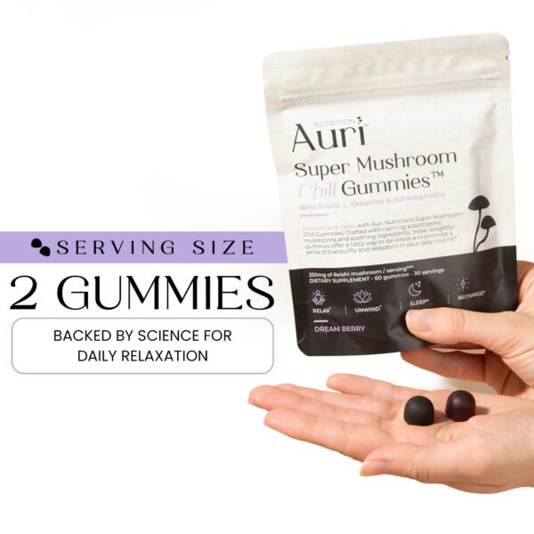 Gomitas naturales Auri Super Mushroom Chill con ashwagandha y l-teanina