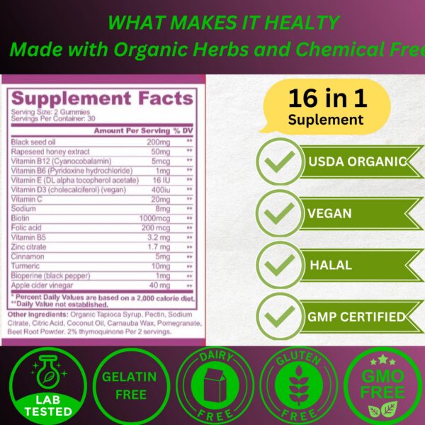 Gomitas naturales AyBet con ingredientes orgánicos y sabor granada