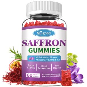 Gomitas de azafrán sabor frambuesa frente al envase