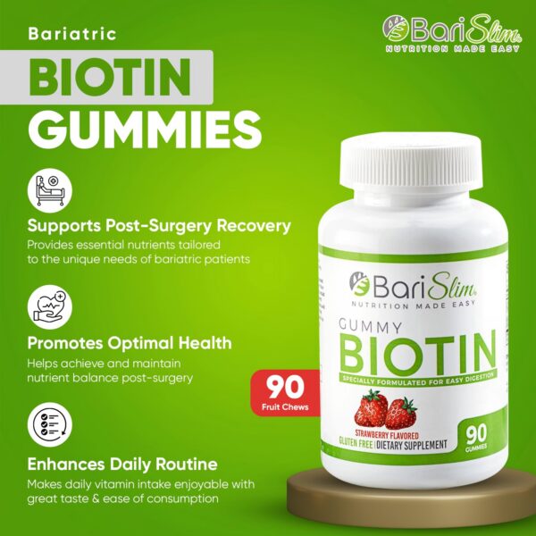 Gomitas BariSlim fáciles de digerir con biotina para cabello y piel