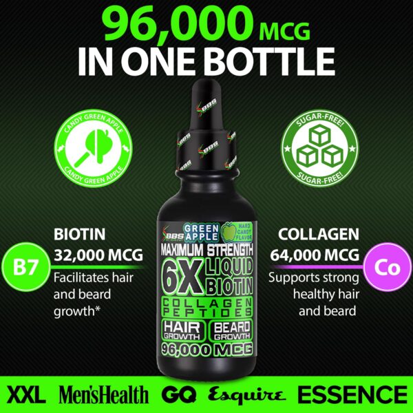 detalle etiqueta suplemento líquido biotina colágeno bbs