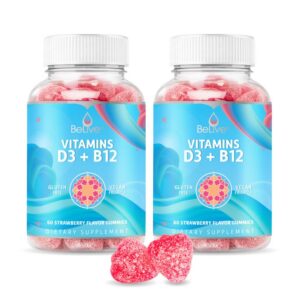 Gomitas BeLive vitamina D3 y B12 sabor fresa envase frontal