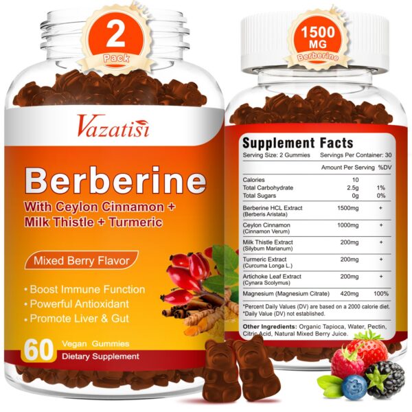 Gomitas de berberina Vazatisi sabor frutos rojos paquete frontal