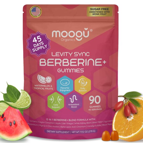 Version 1.0.0 Gomitas Berberina Moogǔ Organics frasco