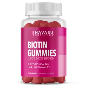 Gomitas de biotina 5000mcg para cabello y piel sabor fresa