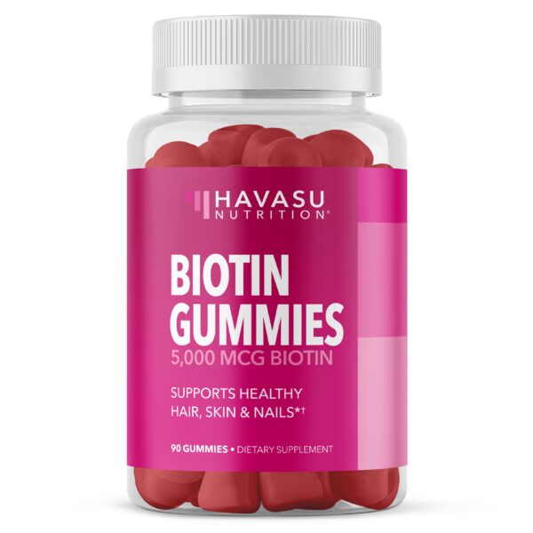 Gomitas de biotina 5000mcg para cabello y piel sabor fresa