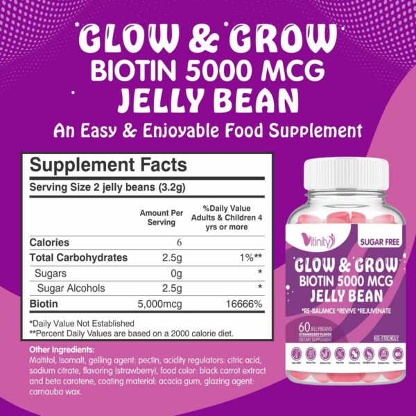 Gomitas biotina Vitinity para cabello y piel saludables sin azúcar