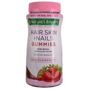 Paquete gomitas para cabello piel uñas Natures Bounty sabor fresa