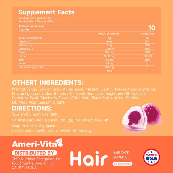 Gomitas para cabello piel uñas sabor arándano Ameri-Vita