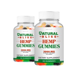 Gomitas de cáñamo Natural Bliss frasco y etiqueta