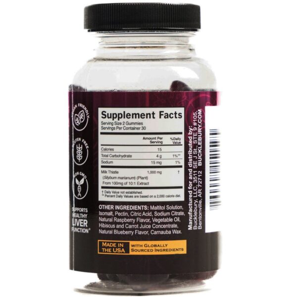 Detalle de gomitas azules sabor natural a arándano