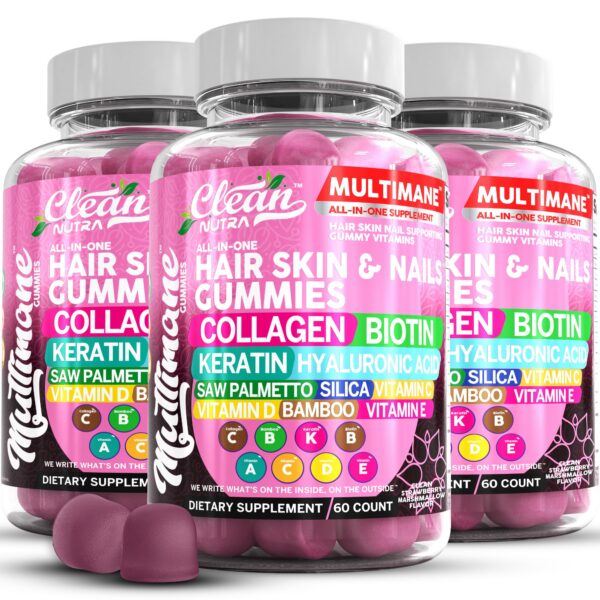 Gomitas de colágeno y biotina Clean Nutra Multimane sabor fresa