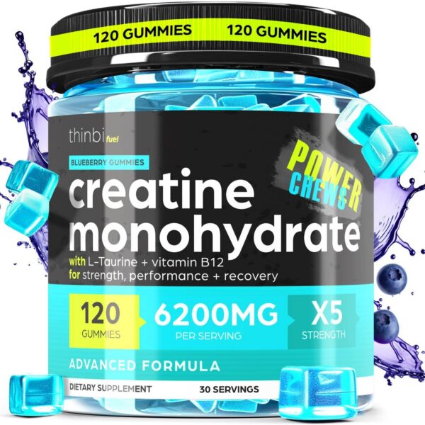 Gomitas de creatina monohidratada 6200 mg - frente de envase Thinbi